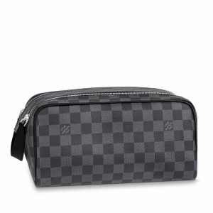 Louis Vuitton Dopp Kit Toilet Pouch In Damier Graphite Canvas N40127
