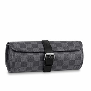 Louis Vuitton 3 Watch Case In Damier Graphite Canvas N41137