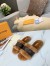 Louis Vuitton Lock It Flat Mules in Mink Fur with Monogram Canvas