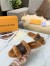 Louis Vuitton Lock It Flat Mules in Mink Fur with Monogram Canvas