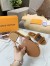 Louis Vuitton Lock It Flat Mules in Mink Fur with Monogram Canvas