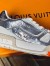 Louis Vuitton Men's LV Trainer Sneakers In Silver Metallic Leather