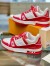 Louis Vuitton Men's LV Trainer Sneakers In White/Red Leather