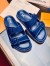 Louis Vuitton LV Trainer Mules In Blue Suede Leather