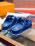 Louis Vuitton LV Trainer Mules In Blue Suede Leather