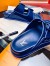 Louis Vuitton LV Trainer Mules In Blue Suede Leather