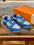 Louis Vuitton Men's LV Trainer Sneakers In Blue Leather