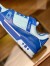 Louis Vuitton Men's LV Trainer Sneakers In Blue Leather