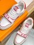 Louis Vuitton Men's LV Trainer Sneakers In White/Red Calfskin