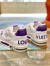 Louis Vuitton Men's LV Trainer Sneakers In White/Purple Calfskin