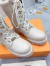 Louis Vuitton Territory Flat Ranger Boots In Cream Leather with Wool