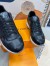 Louis Vuitton Men's Run Away Sneakers in Black Damier-embossed Leather