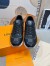 Louis Vuitton Men's Run Away Sneakers in Black Damier-embossed Leather