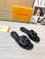 Louis Vuitton LV Isola Flat Slides In Black Calfskin