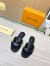 Louis Vuitton LV Isola Flat Slides In Black Calfskin