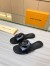 Louis Vuitton LV Isola Flat Slides In Black Calfskin