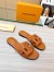 Louis Vuitton LV Isola Flat Slides In Brown Calfskin