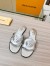 Louis Vuitton LV Isola Flat Slides In Silver Metallic Leather