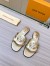 Louis Vuitton LV Isola Flat Slides In Gold Metallic Leather