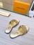 Louis Vuitton LV Isola Flat Slides In Gold Metallic Leather