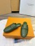 Louis Vuitton LV Capri Open Back Loafers in Green Leather