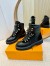 Louis Vuitton Territory Flat Ranger Boots in Black Leather and Suede