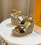 Louis Vuitton Starboard Wedge Sandals in Lambskin and Monogram Canvas