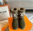 Louis Vuitton Snowdrop Flat Ankle Boots In Khaki Suede with Shearling