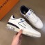 Louis Vuitton Men's LV Trainer Sneakers In White/Blue Leather