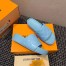 Louis Vuitton Jumbo Flatform Mules In Blue Monogram Lambskin