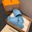 Louis Vuitton Jumbo Flatform Mules In Blue Monogram Lambskin
