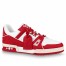 Louis Vuitton Men's LV Trainer Sneakers In White/Red Leather