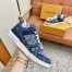 Louis Vuitton Men's LV Trainer Sneakers In Blue Monogram Denim