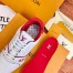 Louis Vuitton Men's White/Red LV Trainer Sneakers with #54