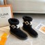 Louis Vuitton Snowdrop Flat Ankle Boots In Black Suede with Shearling