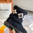 Louis Vuitton Snowdrop Flat Ankle Boots In Black Suede with Shearling