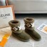 Louis Vuitton Snowdrop Flat Ankle Boots In Khaki Suede with Shearling
