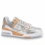 Louis Vuitton Men's LV Trainer Sneakers In Silver Metallic Calfskin