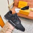 Louis Vuitton Men's LV Trainer Sneakers In Black Denim Leather