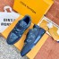 Louis Vuitton Men's LV Trainer Sneakers In Blue Denim Leather