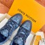 Louis Vuitton Men's LV Trainer Sneakers In Blue Denim Leather
