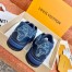 Louis Vuitton Men's LV Trainer Sneakers In Blue Denim Leather