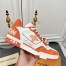 Louis Vuitton Men's LV Trainer Sneakers In Orange Denim with Mesh
