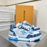 Louis Vuitton Men's LV Trainer Sneakers In Blue Denim with Mesh