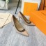 Louis Vuitton Signature Pumps in Nude Leather with Monogram Canvas
