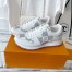 Louis Vuitton Men's Run Away Sneakers in White Damier-embossed Leather