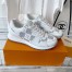 Louis Vuitton Men's Run Away Sneakers in White Damier-embossed Leather