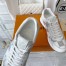 Louis Vuitton Men's Run Away Sneakers in White Damier-embossed Leather