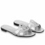 Louis Vuitton LV Isola Flat Slides In Silver Metallic Leather