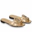 Louis Vuitton LV Isola Flat Slides In Gold Metallic Leather